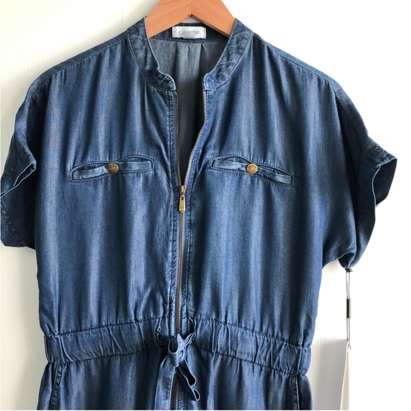 🆕 Calvin Klein Blue Denim Jumpsuit size 6 NWT - Picture 6 of 11